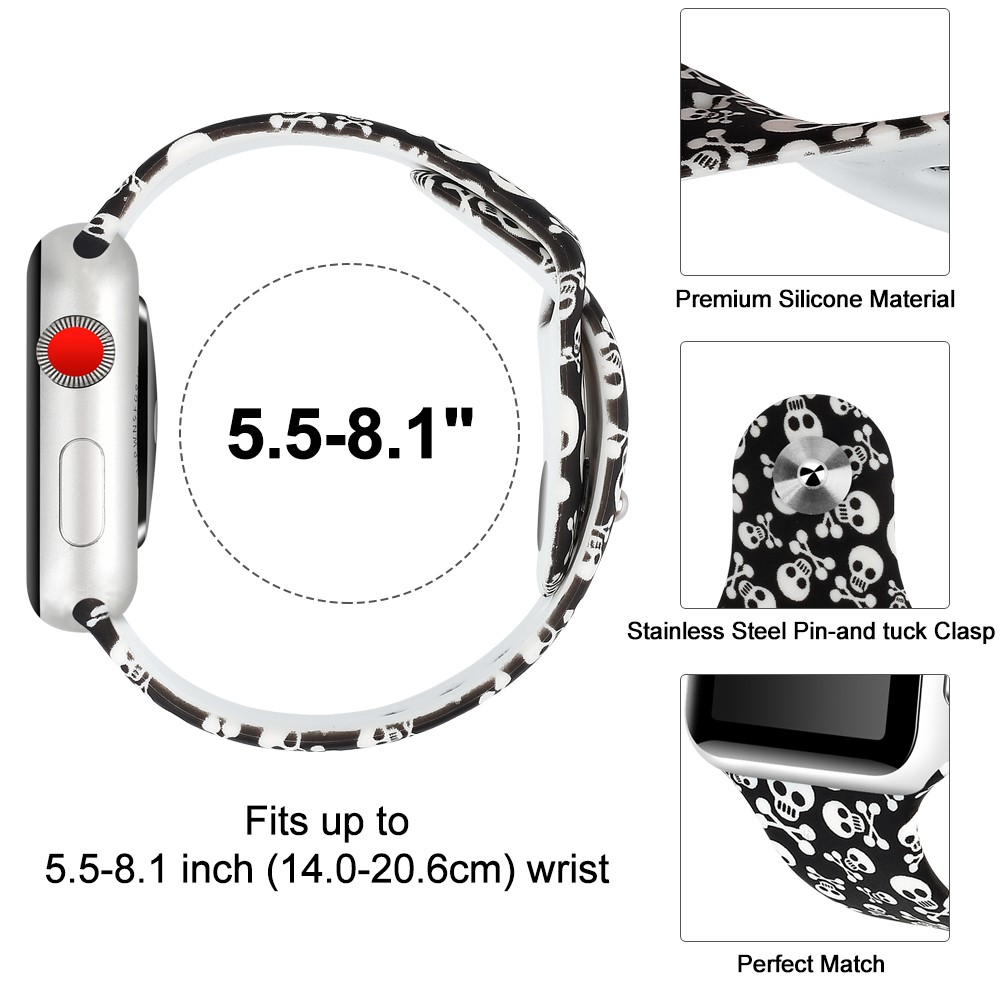  Silikon Armband Apple Watch 42/44/45/46/49 mm Döskallar