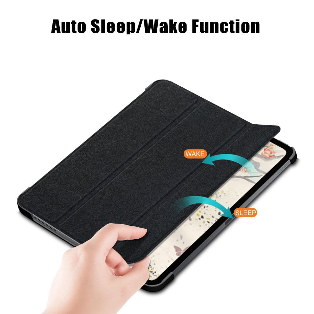  iPad Air 2026-2020 Fodral Tri-Fold Litchi Svart