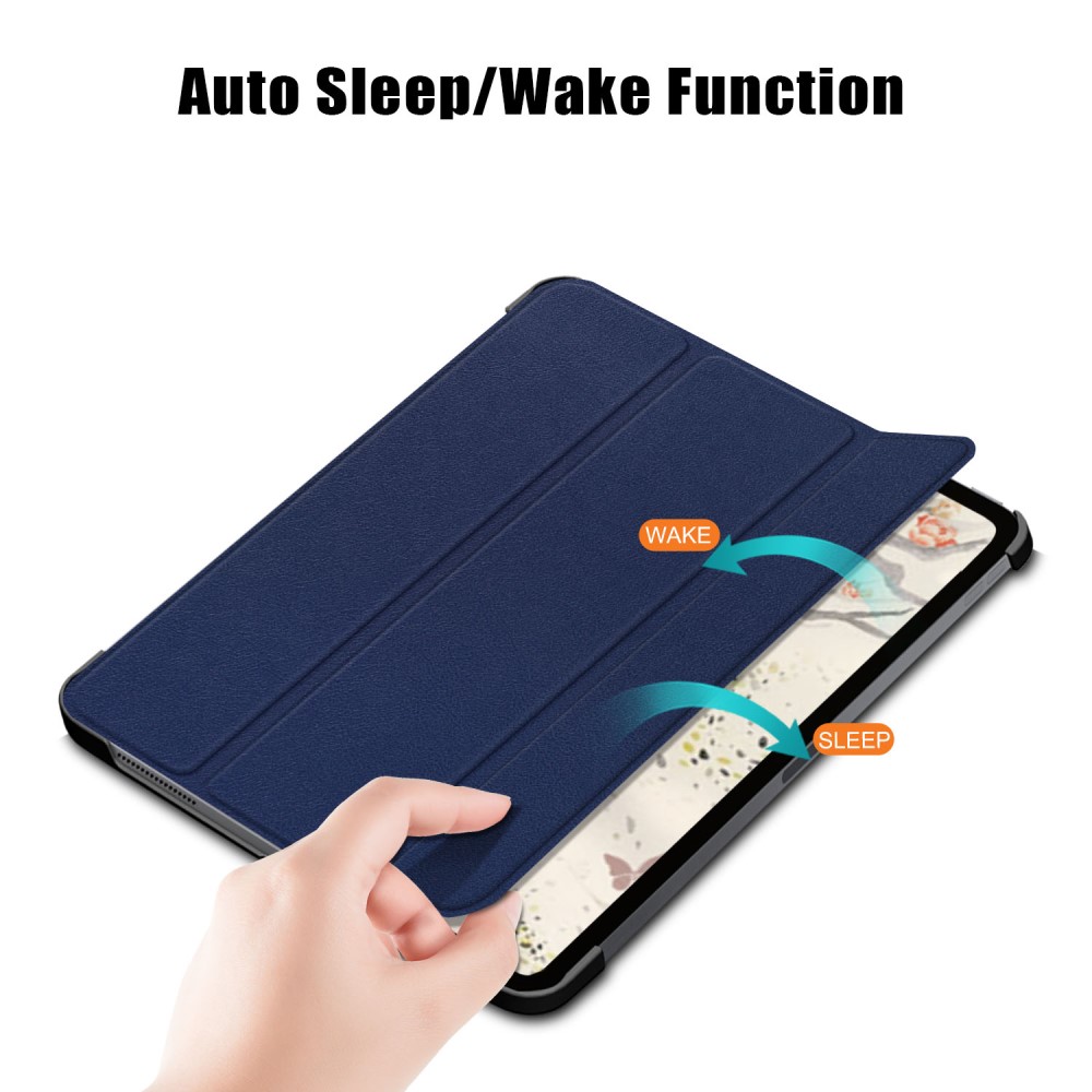  iPad Air 2026-2020 Fodral Tri-Fold Litchi Blå