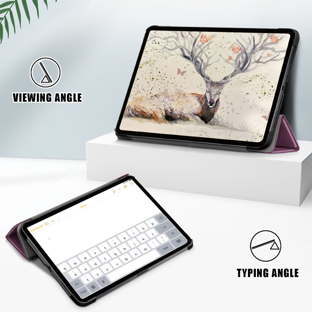  iPad Air 2026-2020 Fodral Tri-Fold Litchi Lila