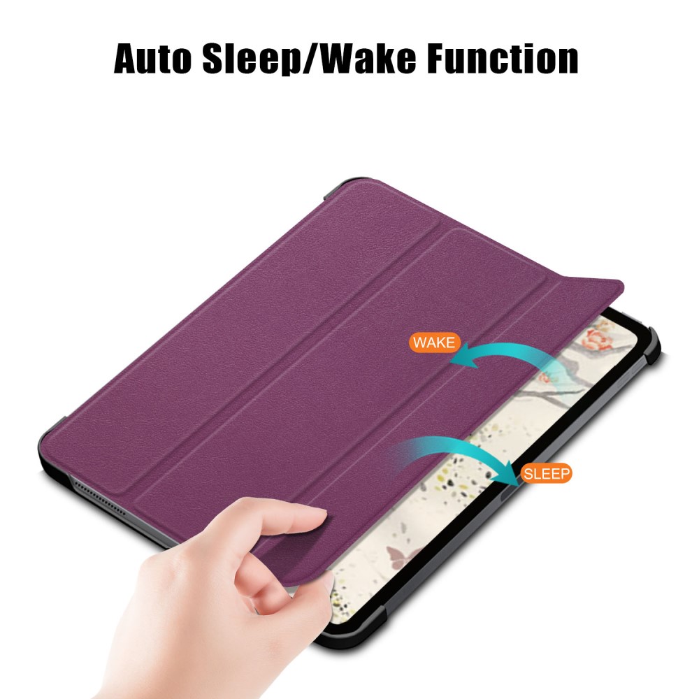  iPad Air 2026-2020 Fodral Tri-Fold Litchi Lila