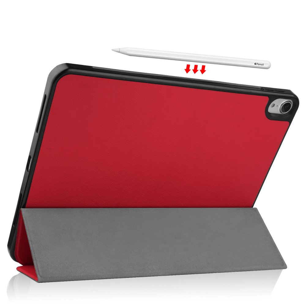  iPad Air 2026-2020 Fodral Tri-Fold Litchi Röd