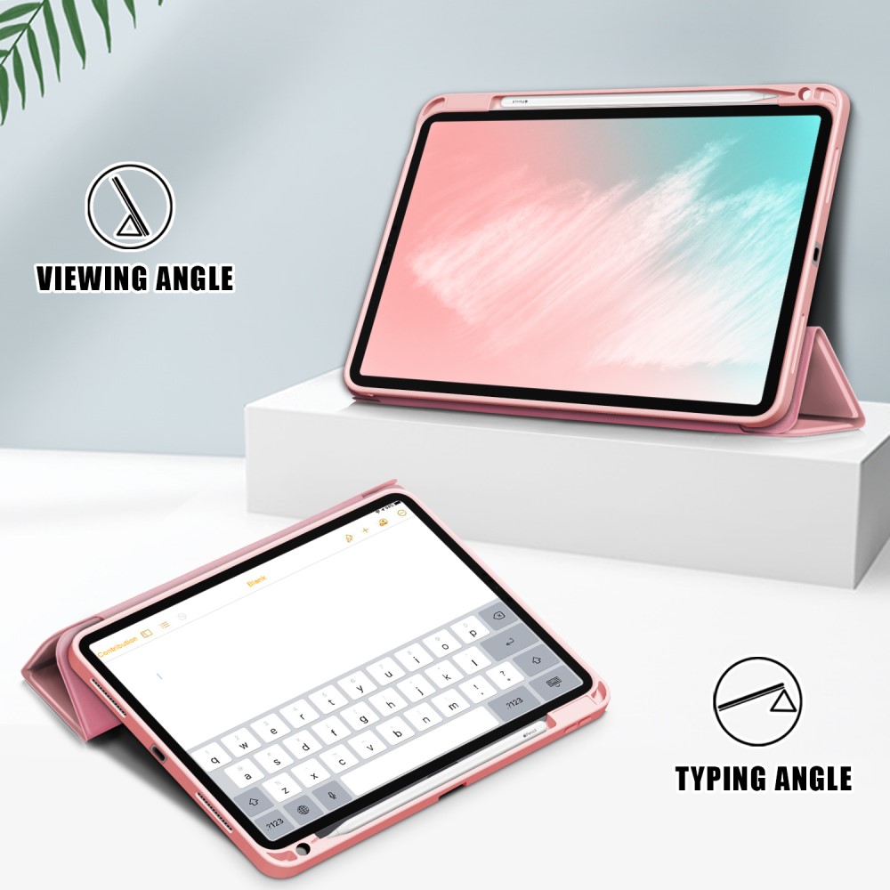  iPad Air 2026-2020 Fodral Tri-Fold Ljus Rosa