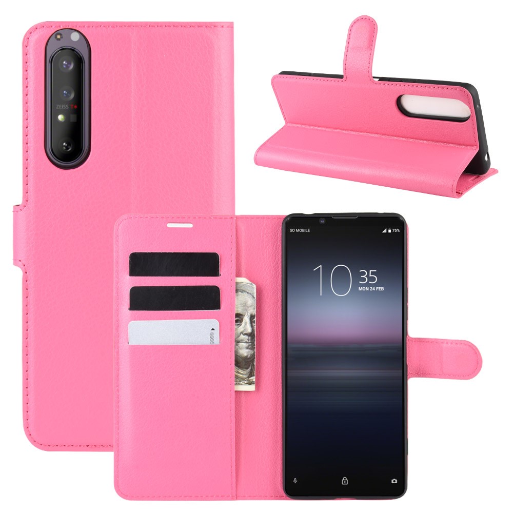  Sony Xperia 1 II - Litchi Plånboksfodral - Rosa