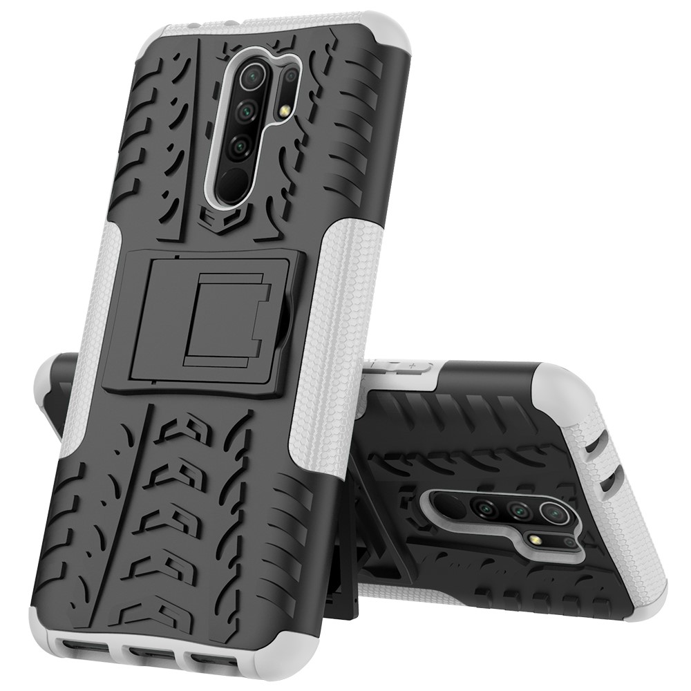  Xiaomi Redmi 9 - Ultimata Stöttåliga Skalet med Stöd - Vit