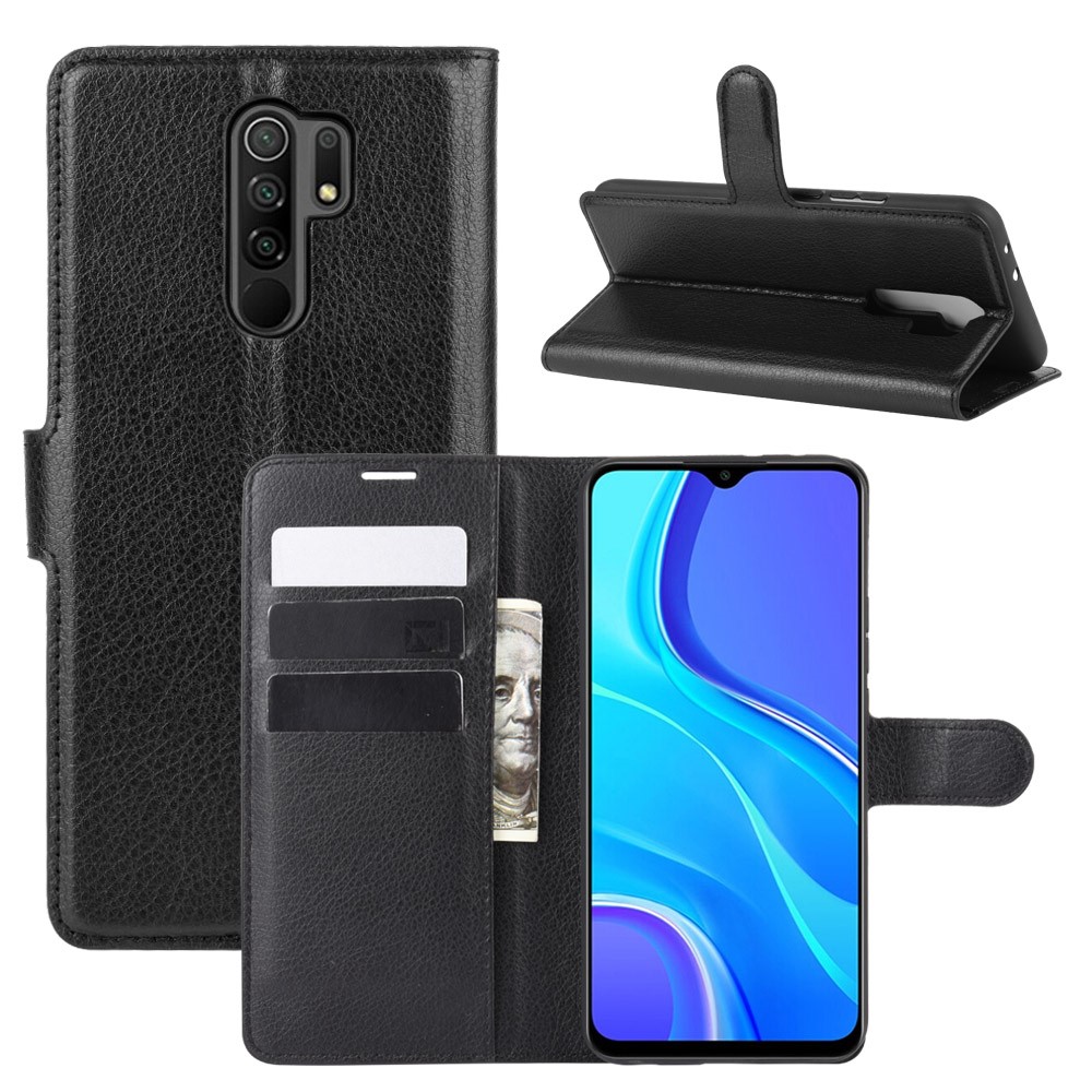  Xiaomi Redmi 9 - Litchi Plånboksfodral - Svart