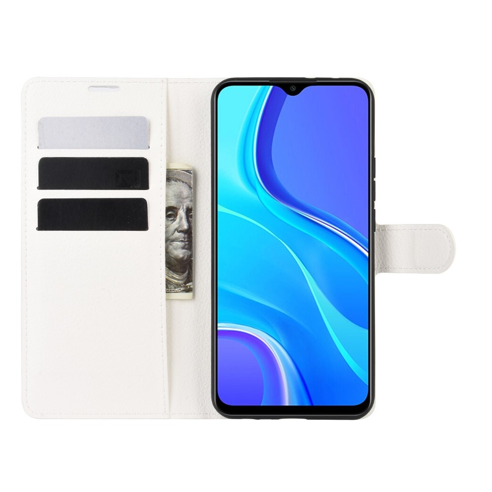  Xiaomi Redmi 9 - Litchi Plånboksfodral - Vit