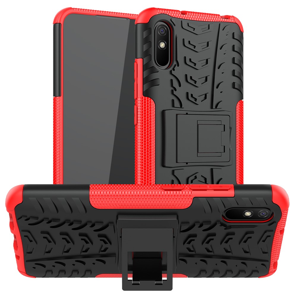  Xiaomi Redmi 9A - Stöttåligt Skal med Stöd - Röd