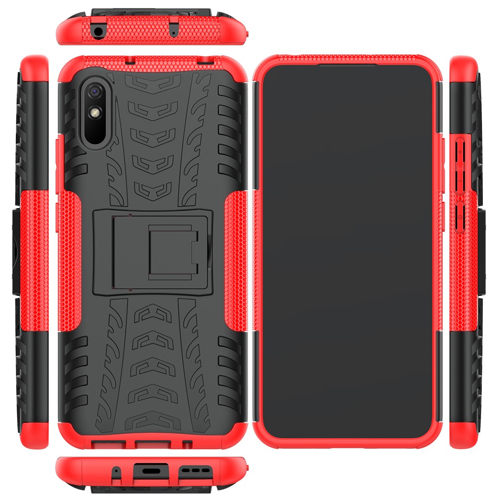  Xiaomi Redmi 9A - Stöttåligt Skal med Stöd - Röd