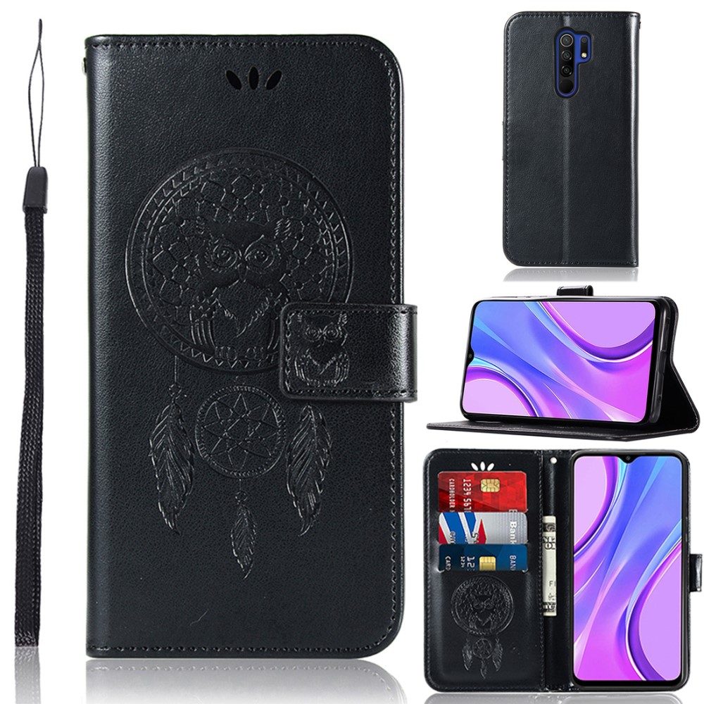  Xiaomi Redmi 9 - Dream Catcher Owl Fodral - Svart