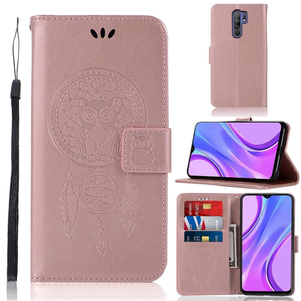  Xiaomi Redmi 9 - Dream Catcher Owl Fodral - Roséguld