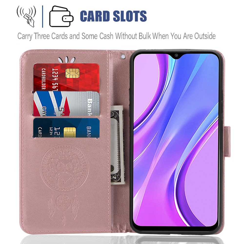  Xiaomi Redmi 9 - Dream Catcher Owl Fodral - Roséguld