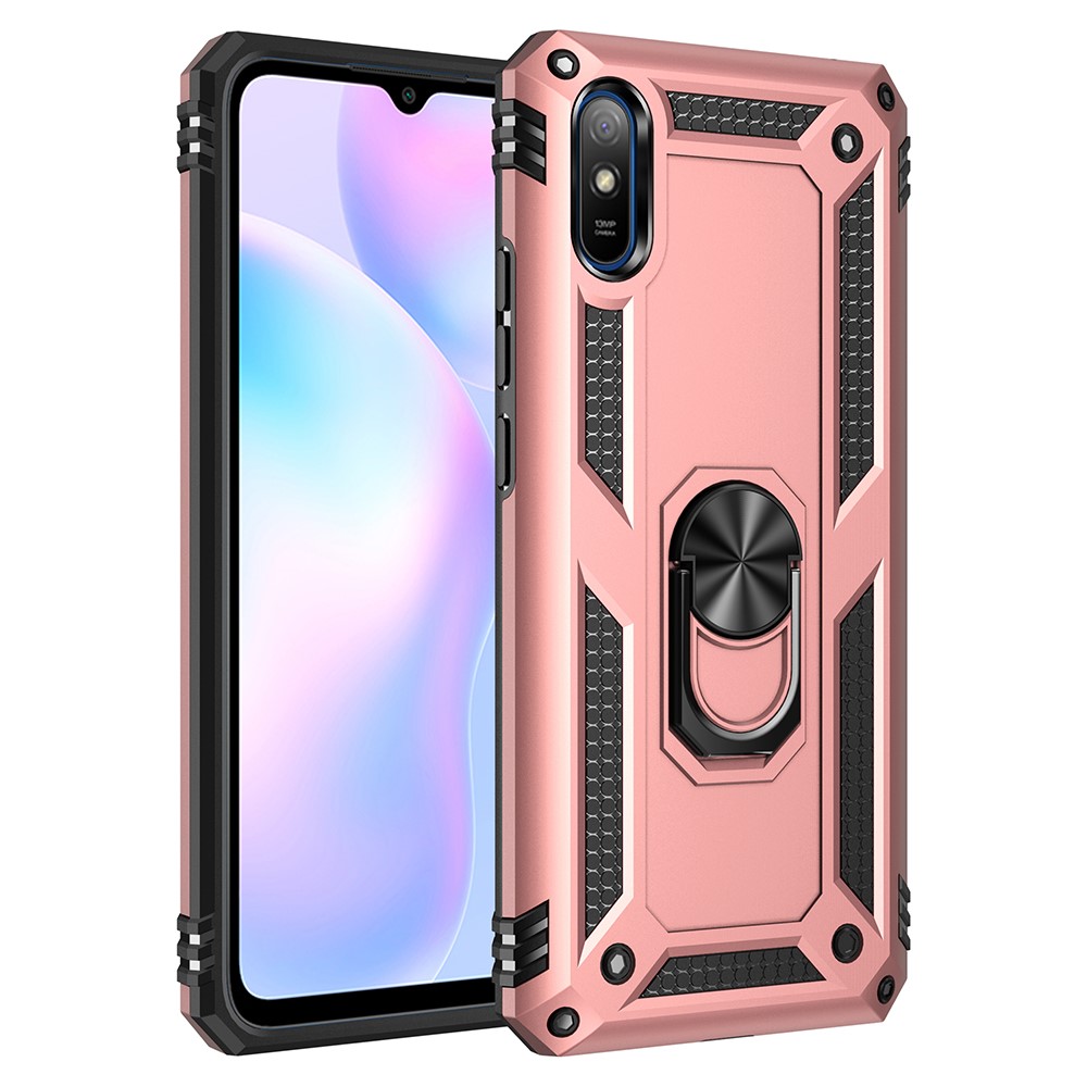  Xiaomi Redmi 9A - Armor Ring Skal - Roséguld