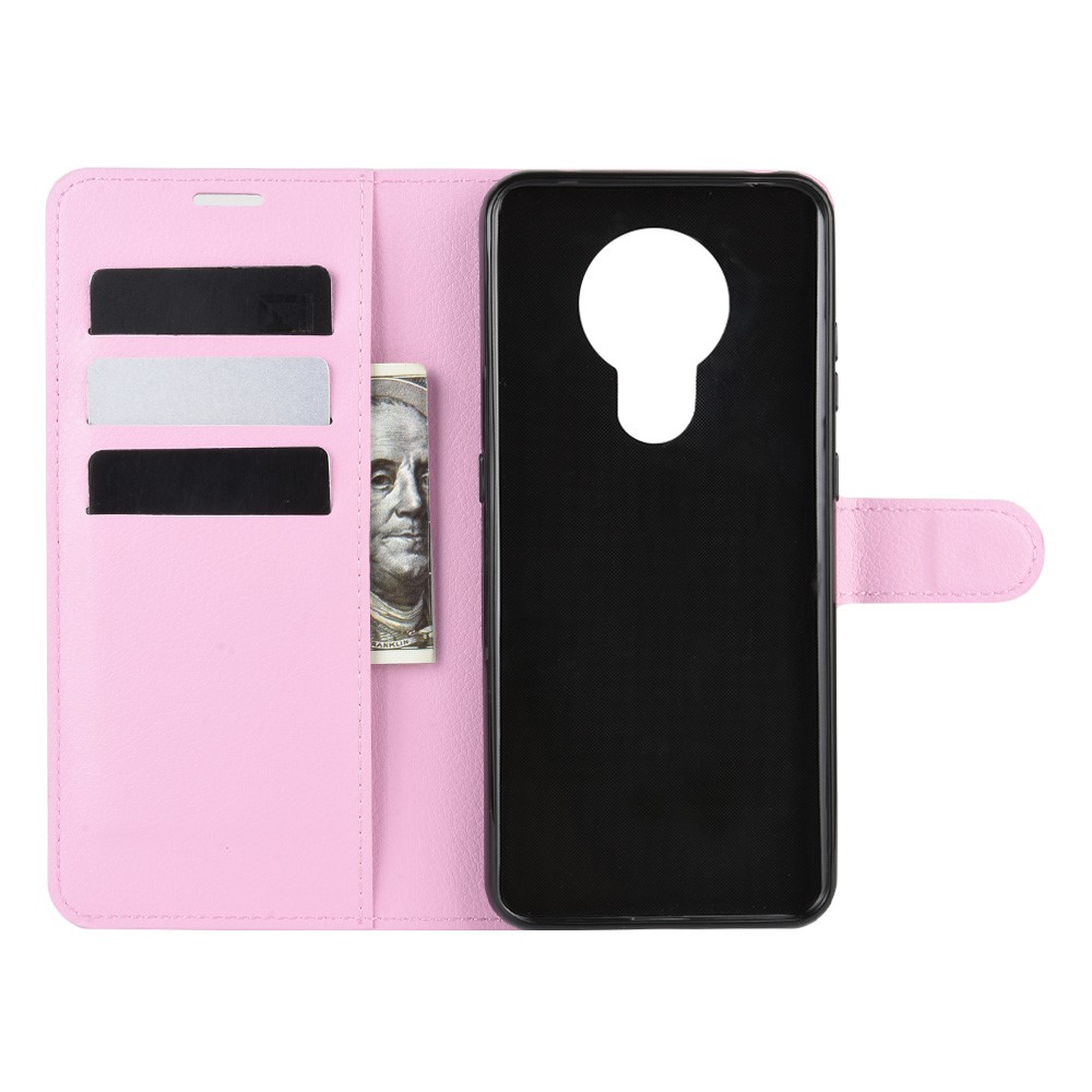  Nokia 5.3 - Litchi Plånboksfodral - Ljus Rosa