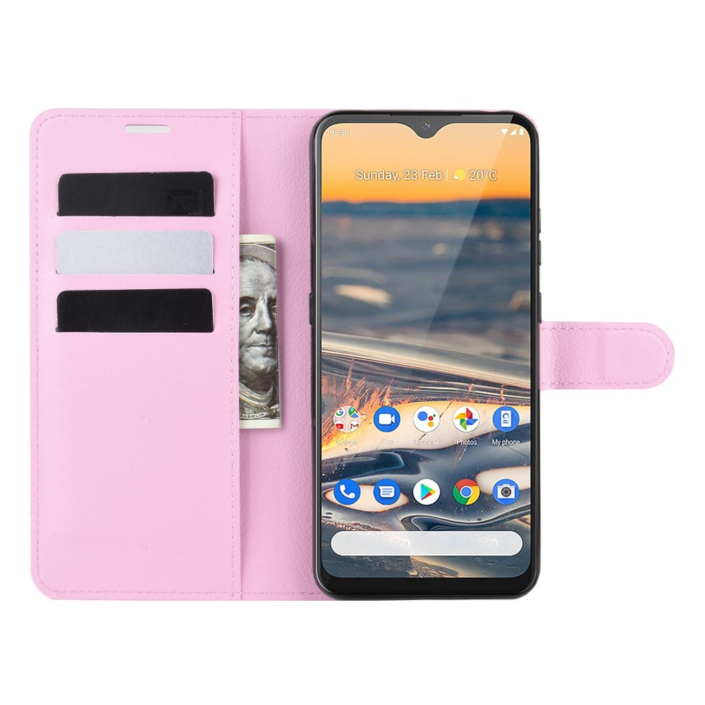  Nokia 5.3 - Litchi Plånboksfodral - Ljus Rosa