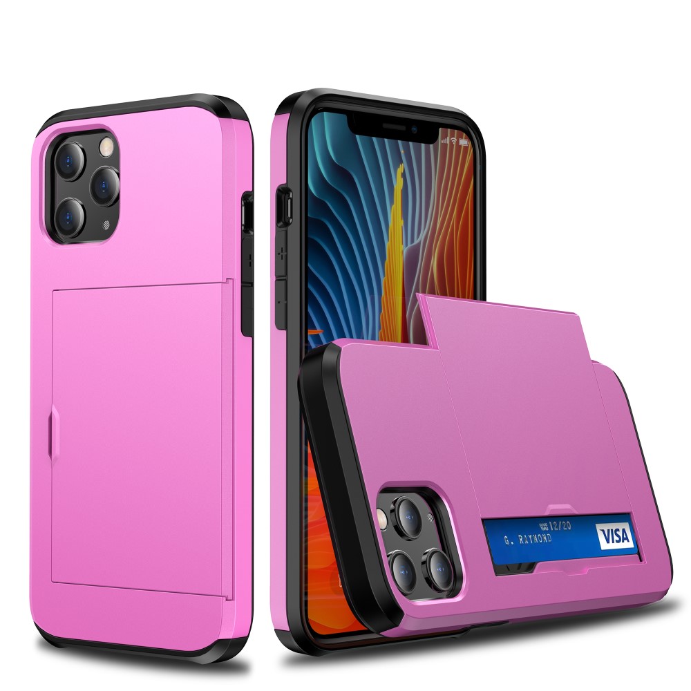  iPhone 12 / 12 Pro - Hybrid Skal Med Kortfack - Rosa