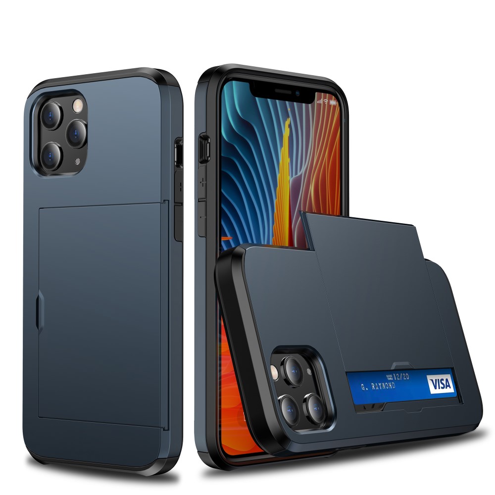  iPhone 12 / 12 Pro - Hybrid Skal Med Kortfack - Blå