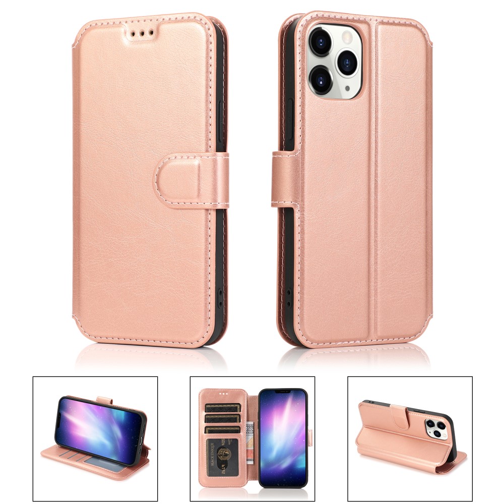  iPhone 12 / 12 Pro - Retro Plånboksfodral - Roséguld