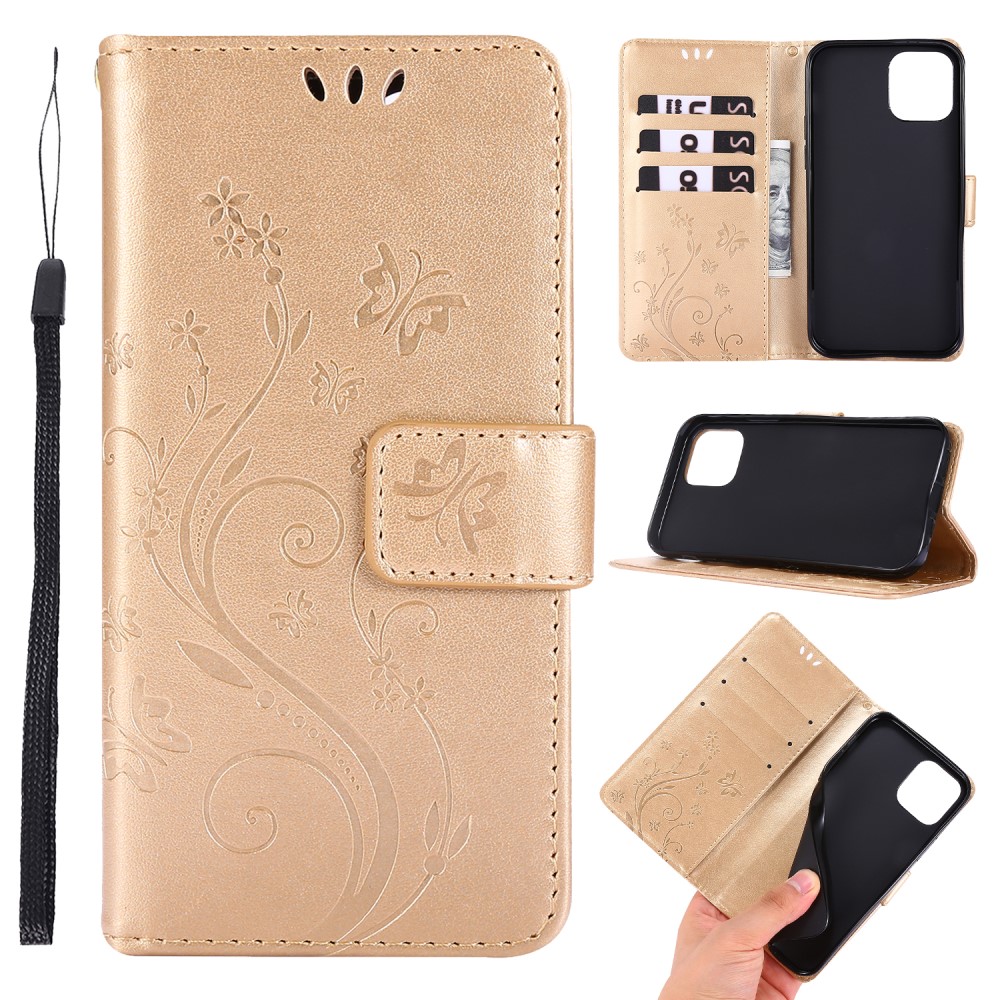  iPhone 12 / 12 Pro - Flower Fodral - Guld