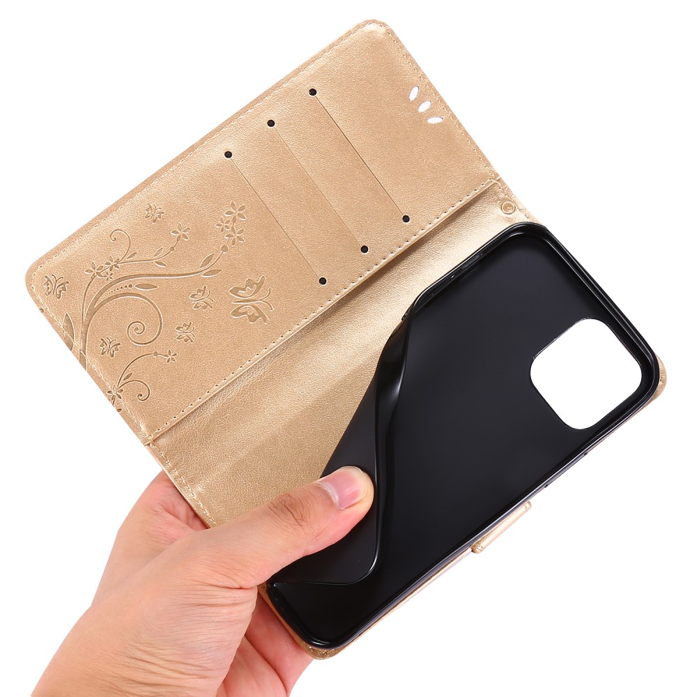  iPhone 12 / 12 Pro - Flower Fodral - Guld