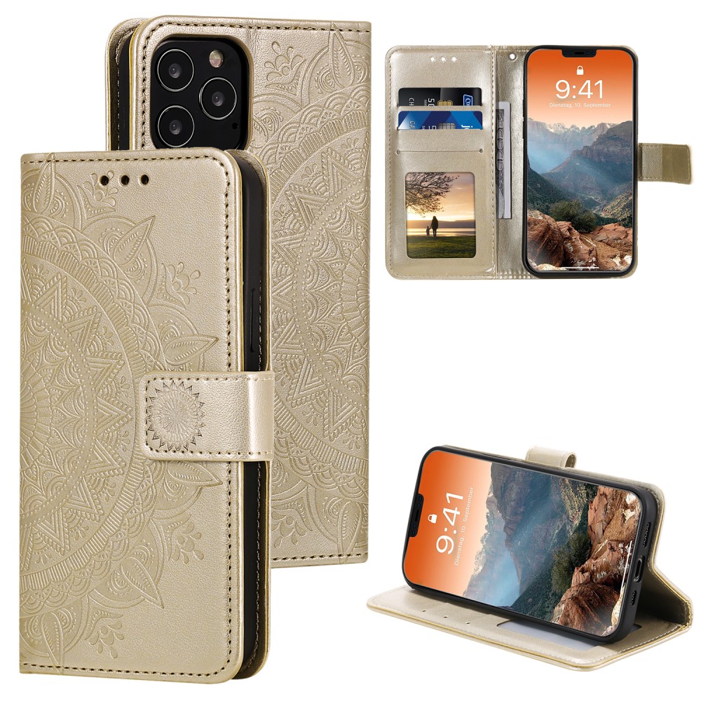  iPhone 12 / 12 Pro - Mandala Fodral - Guld