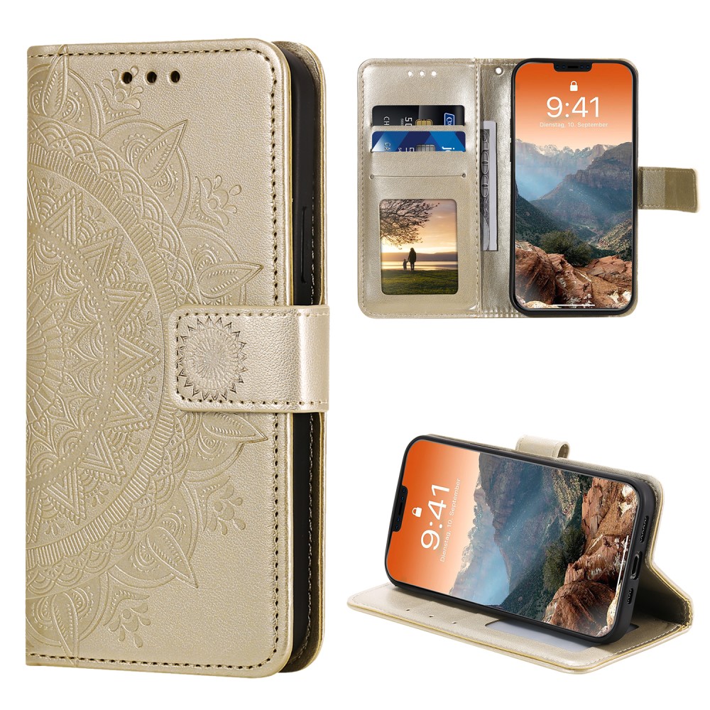  iPhone 12 / 12 Pro - Mandala Fodral - Guld