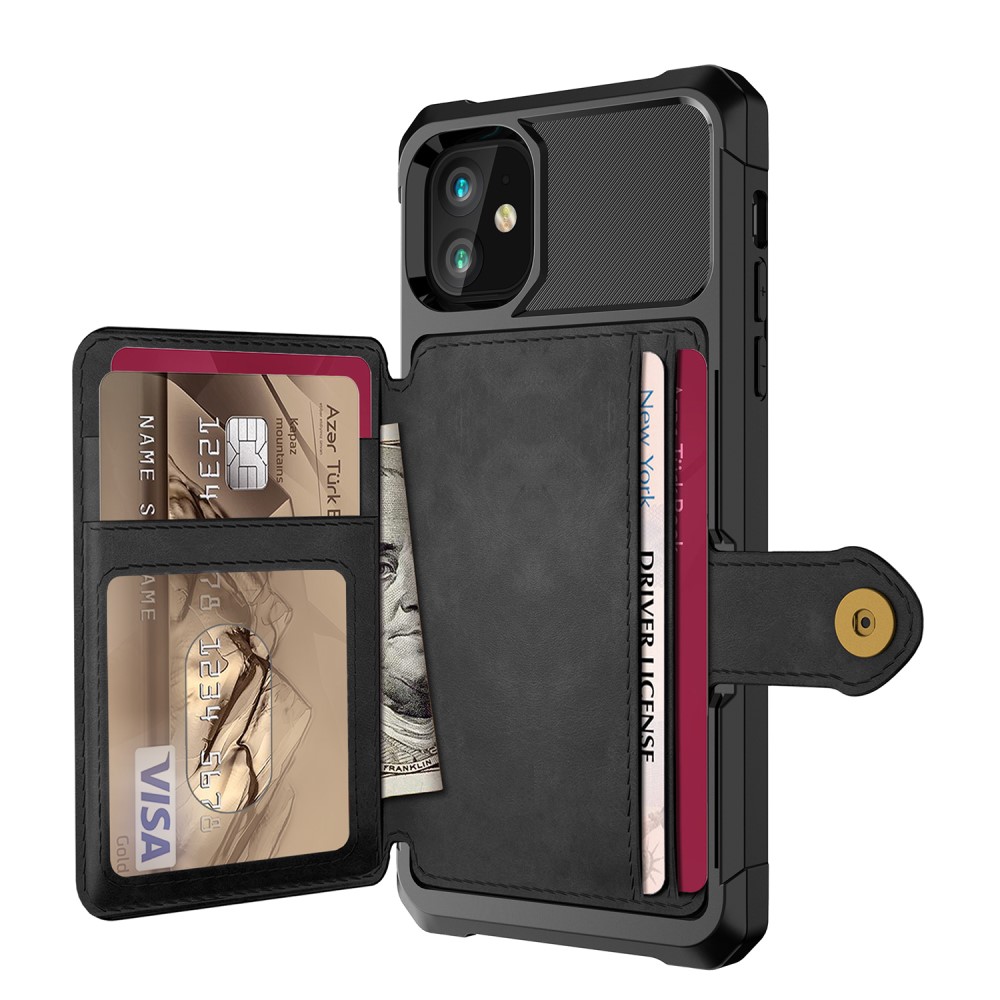 iPhone 12 / 12 Pro - Skal Med Magnetiskt Plånbok - Svart