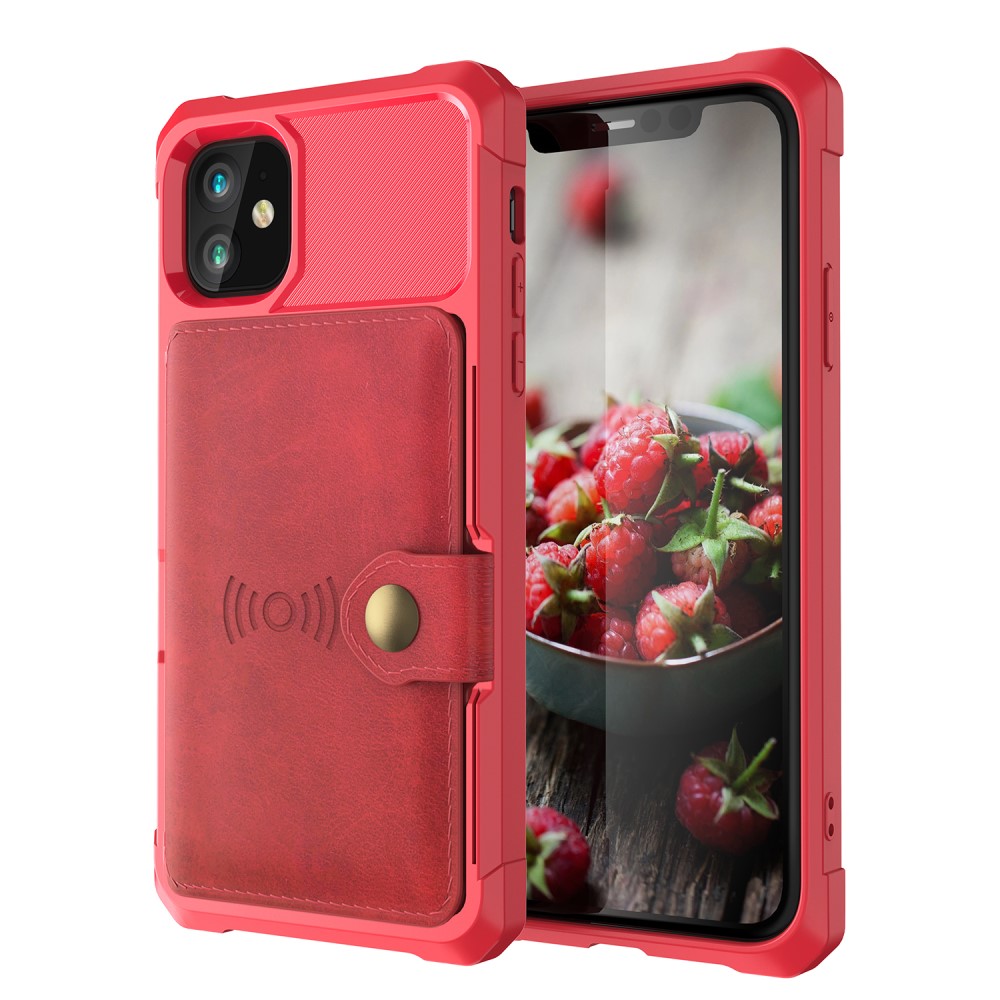  iPhone 12 Mini - Skal Med Magnetiskt Plånbok - Röd