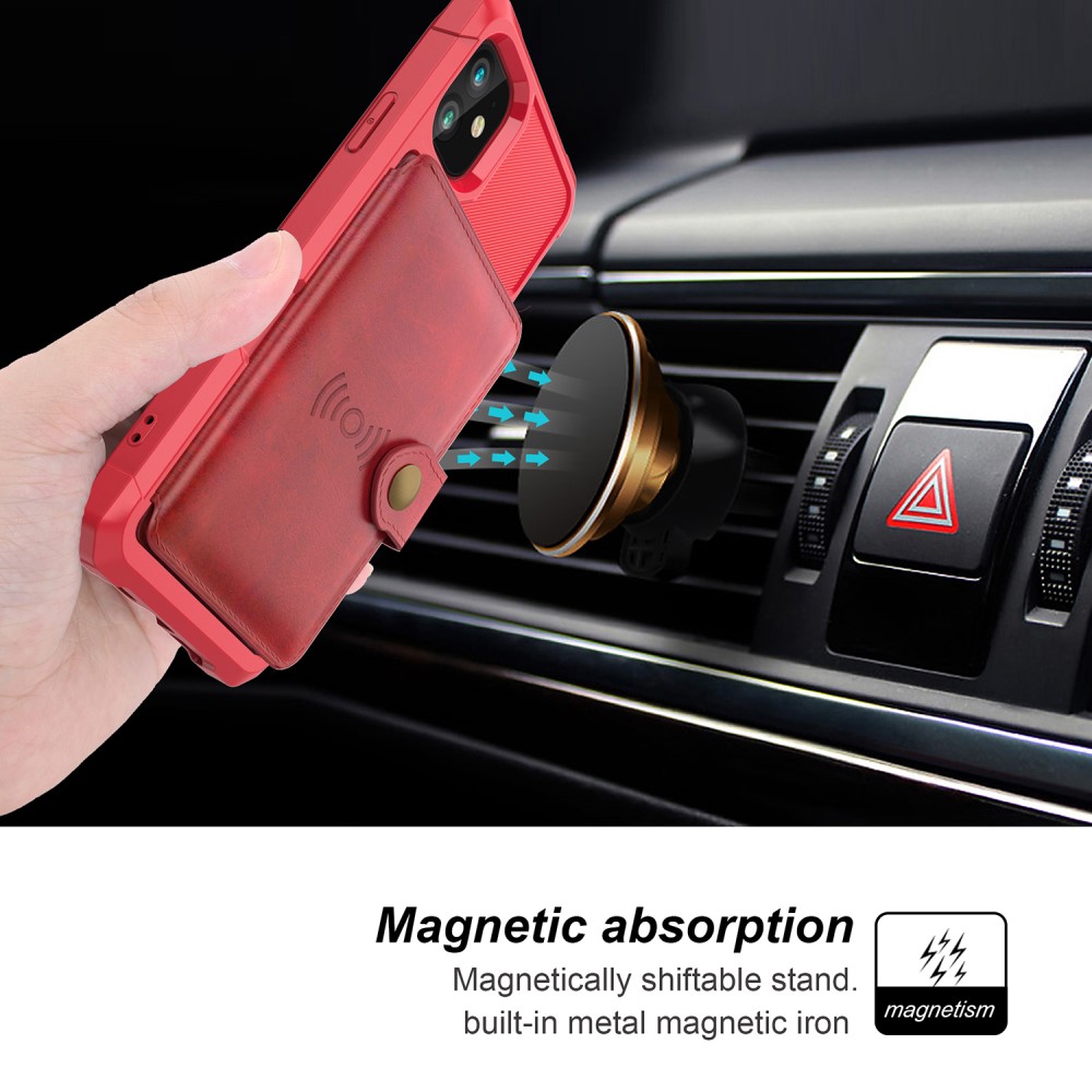  iPhone 12 Mini - Skal Med Magnetiskt Plånbok - Röd