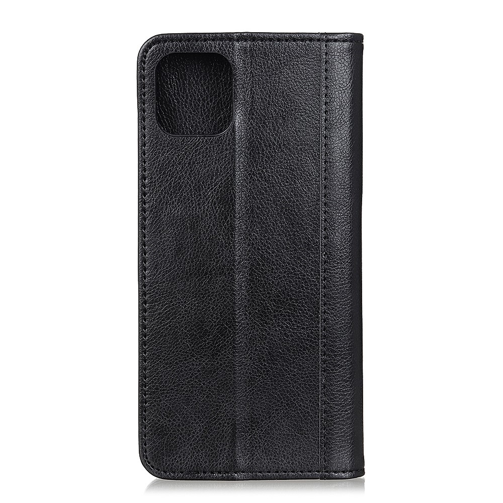  iPhone 12 Pro Max - Split Läder Litchi Fodral - Svart