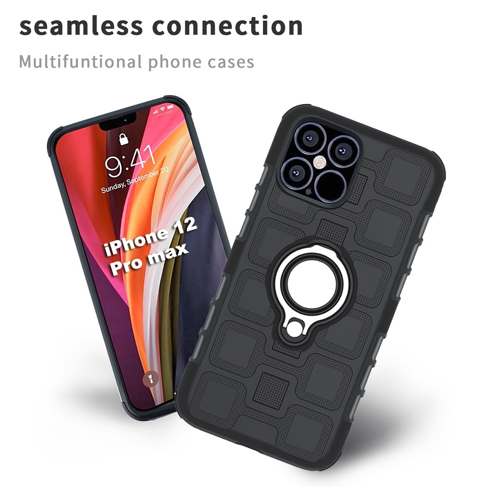  iPhone 12 Pro Max - Geometriskt Ring Skal - Svart