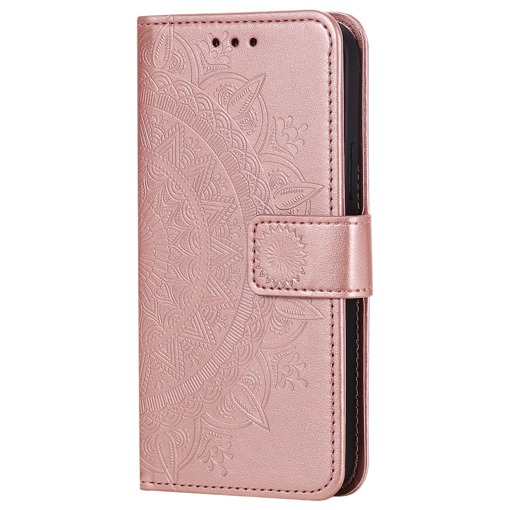  iPhone 12 Pro Max - Mandala Läder Fodral - Roséguld