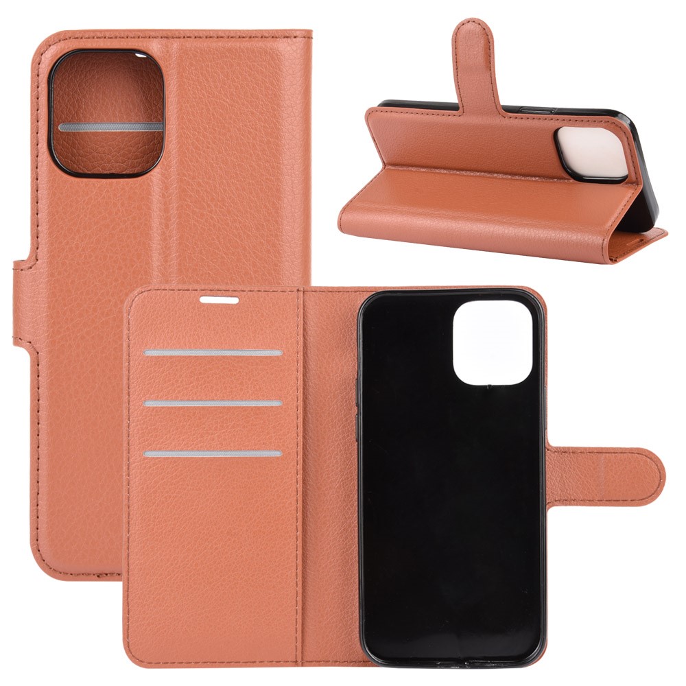  iPhone 12 Pro Max - Litchi Fodral - Brun