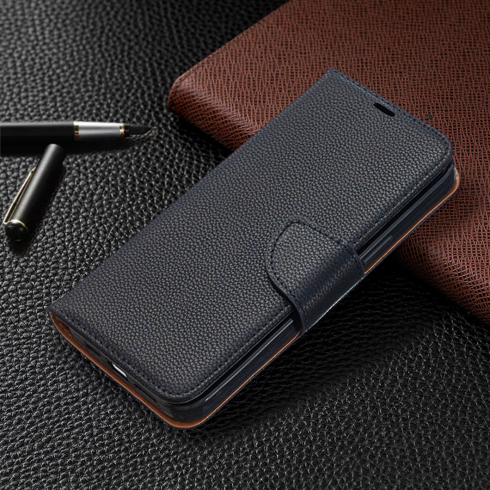  iPhone 12 Pro Max - Litchi Fodral - Svart