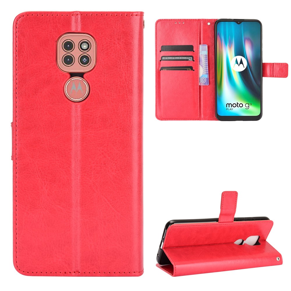  Motorola Moto G9 Play / E7 Plus - Crazy Horse Fodral - Röd