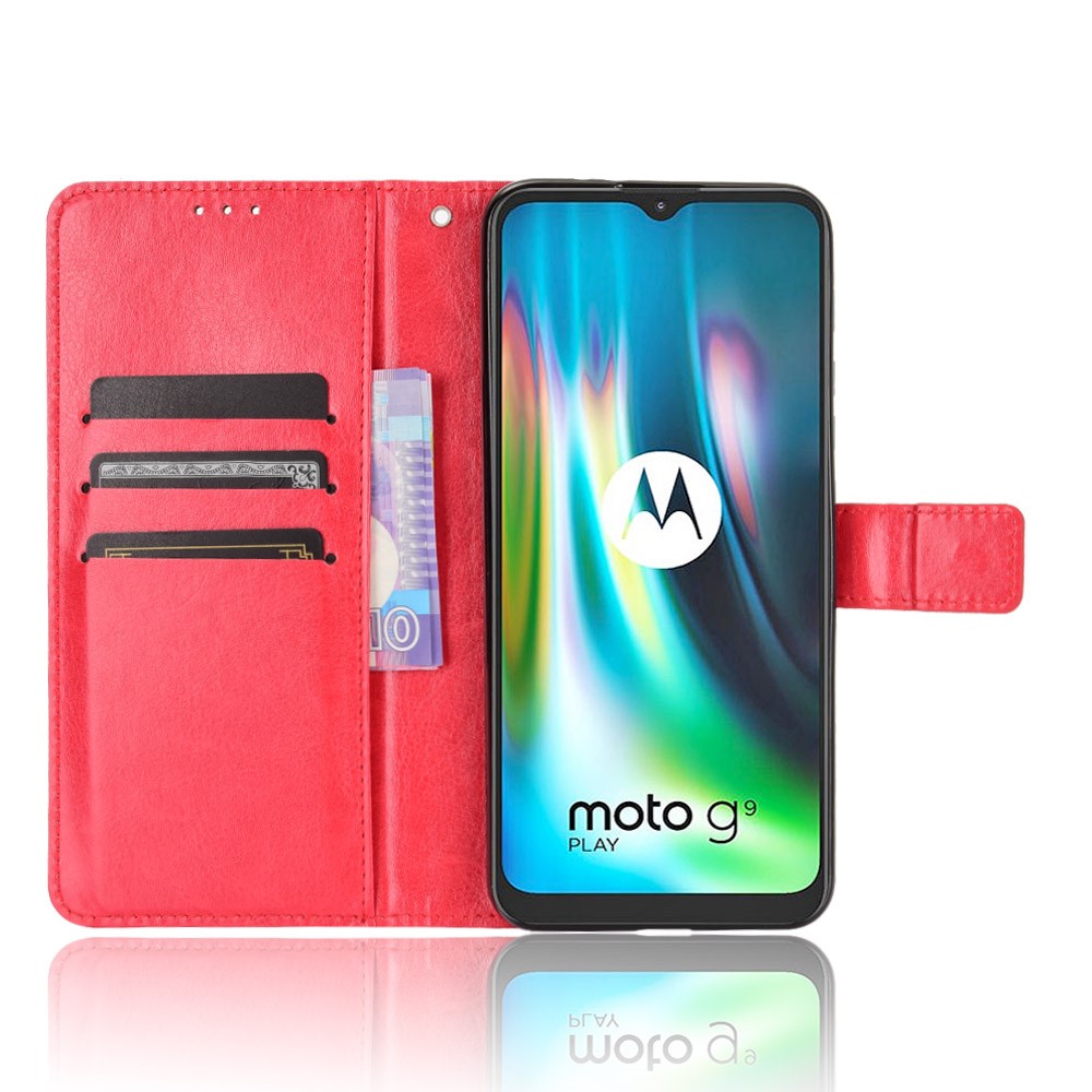  Motorola Moto G9 Play / E7 Plus - Crazy Horse Fodral - Röd
