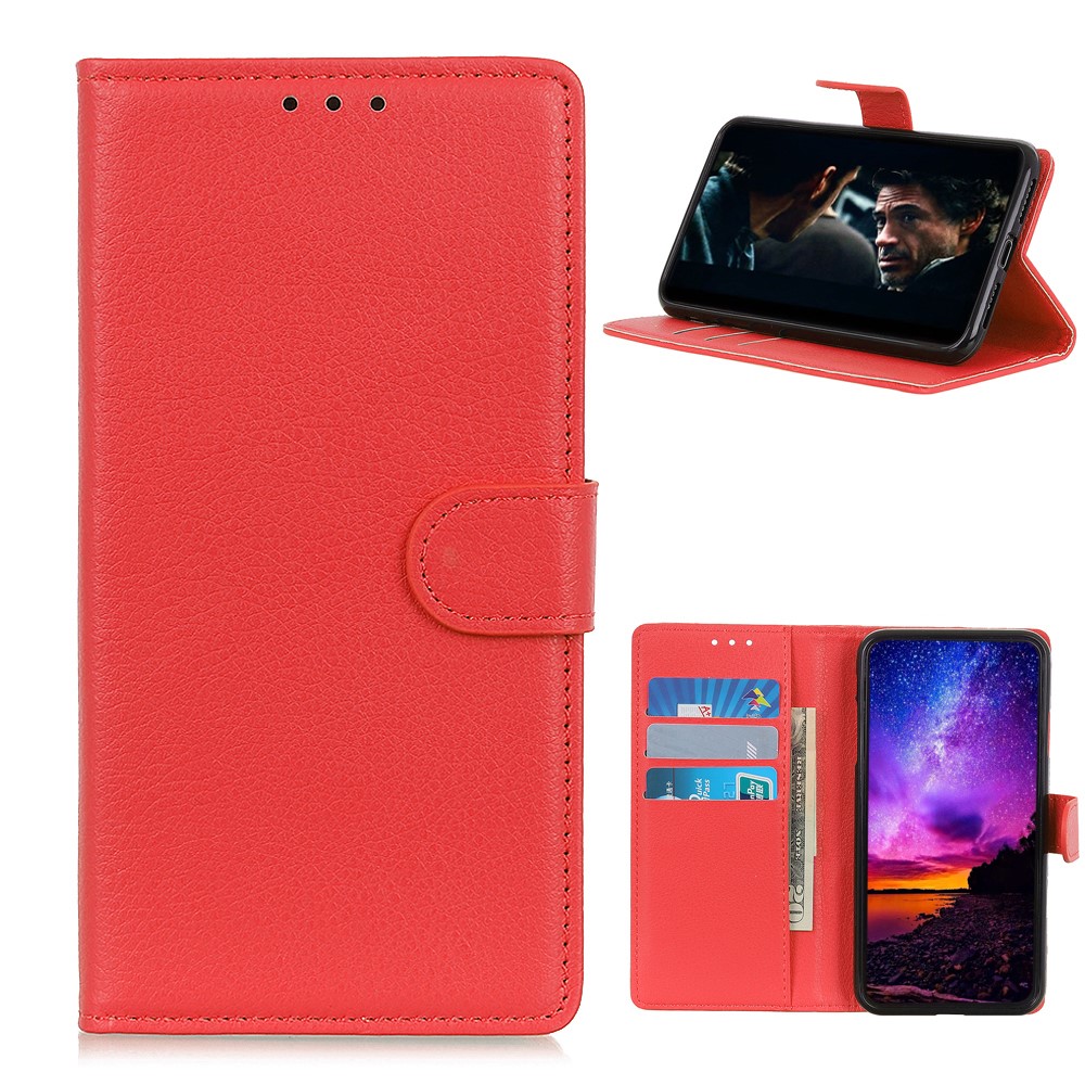  Samsung Note 10 Litchi Läder Fodral Röd