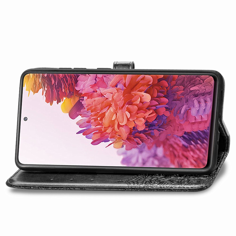  Samsung Galaxy S20 FE - Mandala Läder Fodral - Svart