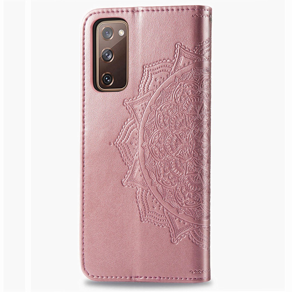  Samsung Galaxy S20 FE - Mandala Läder Fodral - Roséguld