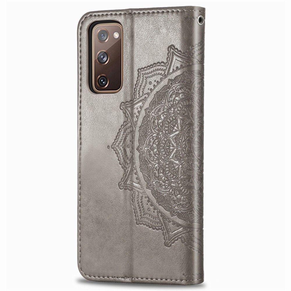  Samsung Galaxy S20 FE - Mandala Läder Fodral - Grå