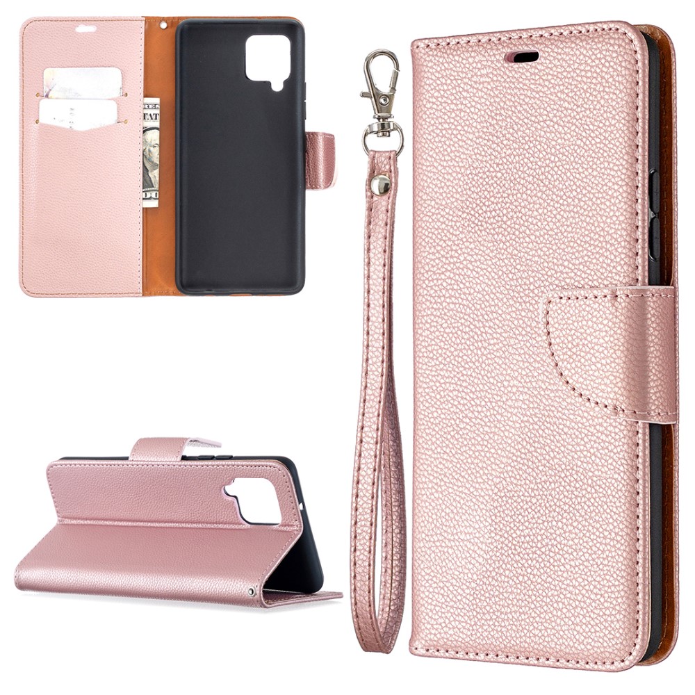  Samsung Galaxy A42 - Litchi Läder Fodral - Roséguld