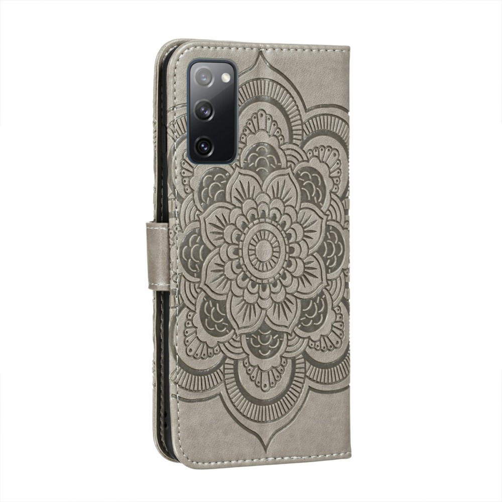  Samsung Galaxy S20 FE - Mandala Läder Fodral - Grå