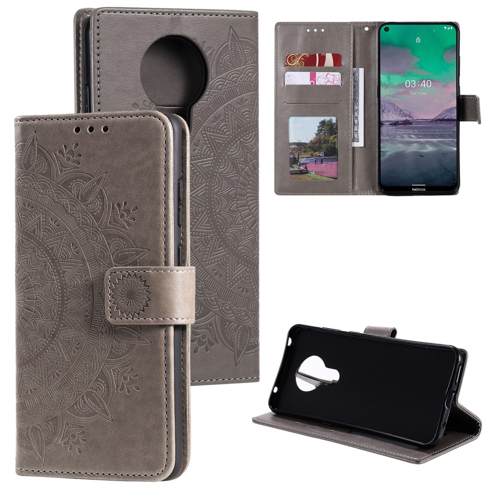  Nokia 3.4 - Mandala Läder Fodral - Grå