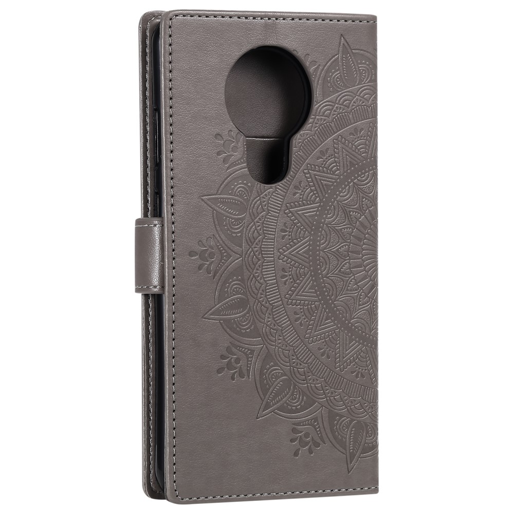  Nokia 3.4 - Mandala Läder Fodral - Grå