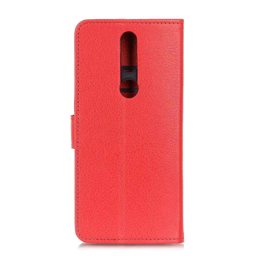  Nokia 2.4 - Litchi Läder Fodral - Röd