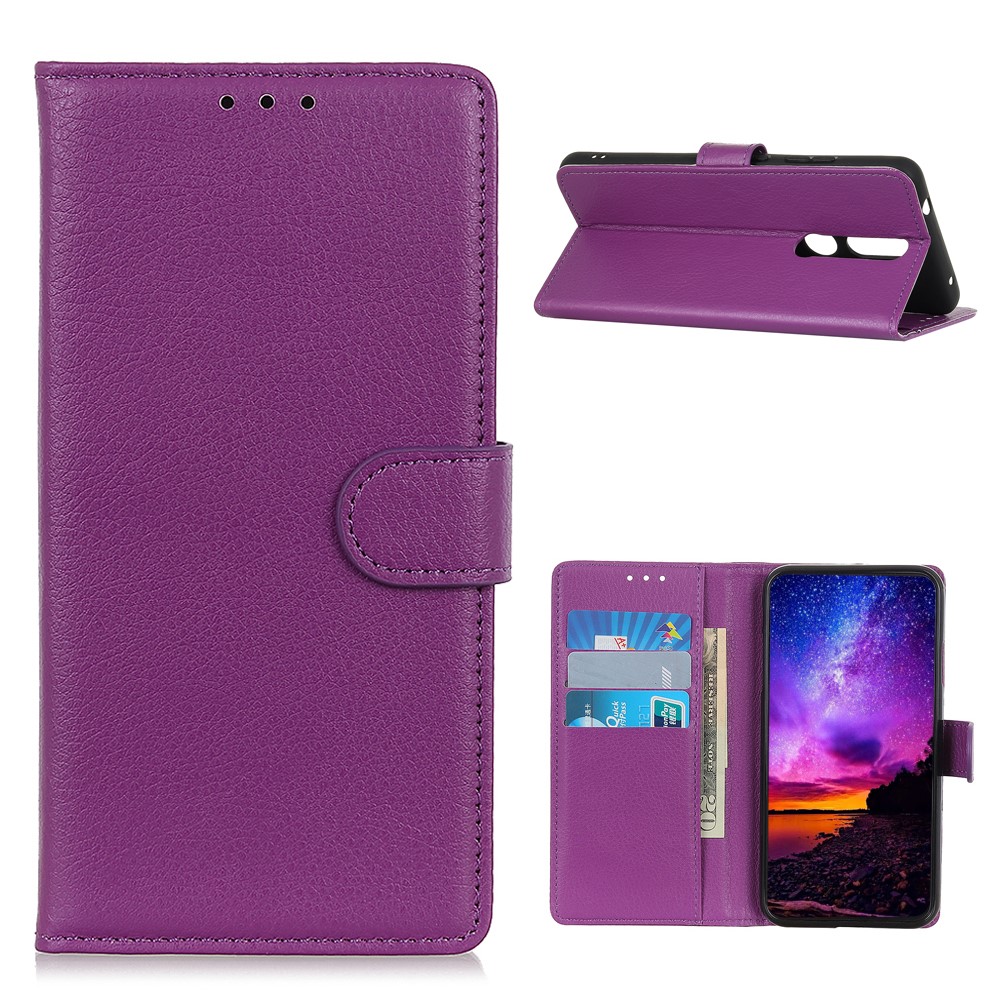  Nokia 2.4 - Litchi Läder Fodral - Lila
