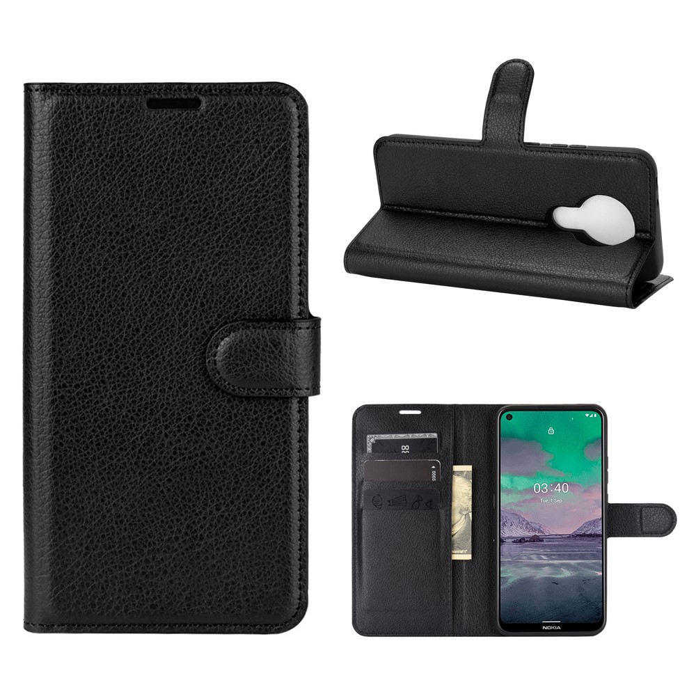  Nokia 3.4 - Litchi Läder Fodral - Svart