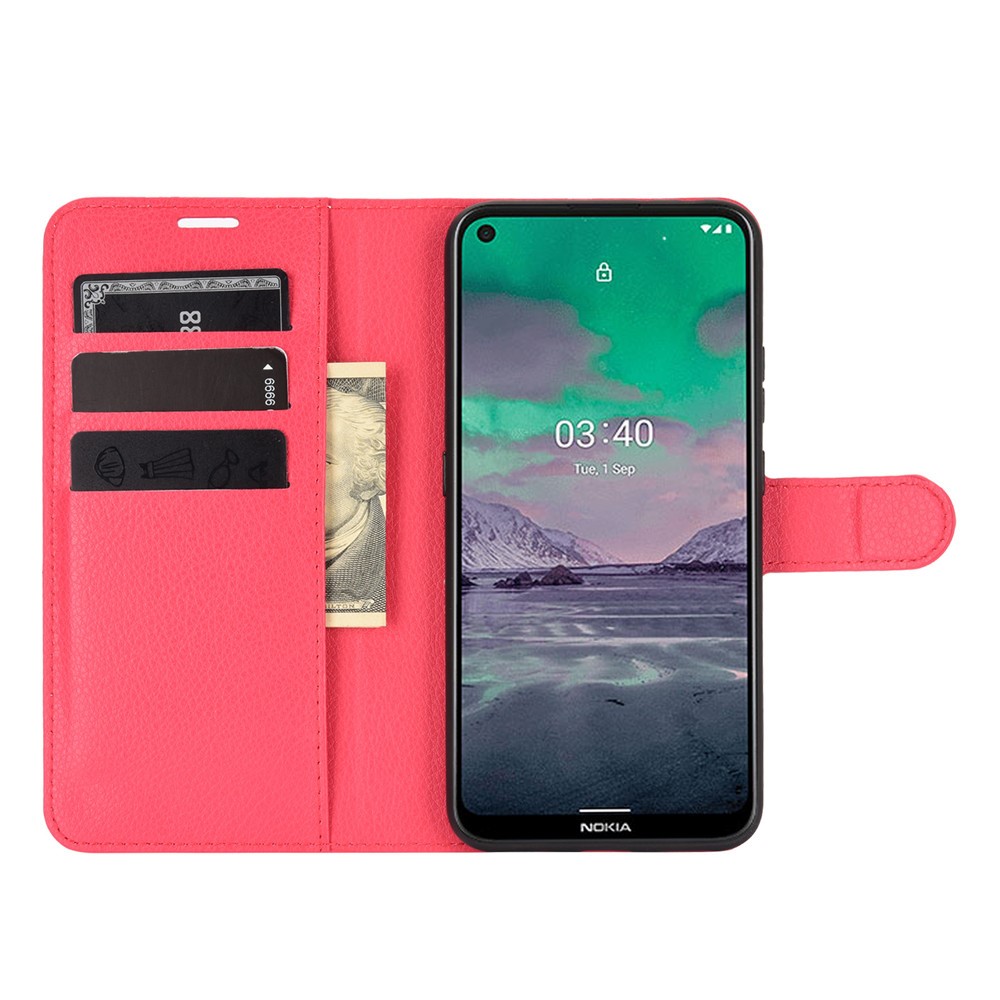  Nokia 3.4 - Litchi Läder Fodral - Röd