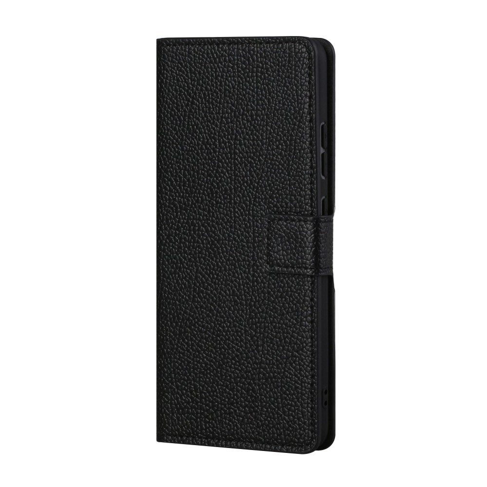  Nokia 2.4 - Litchi Läder Fodral - Svart