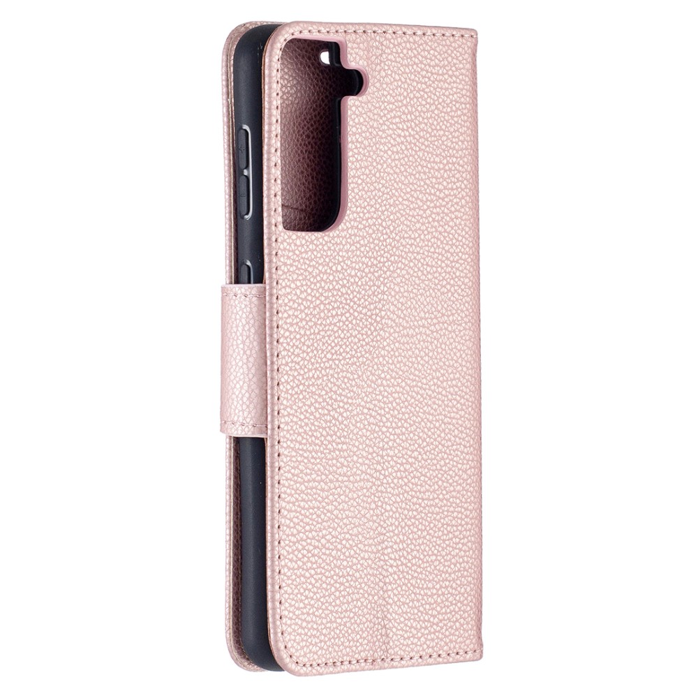  Samsung Galaxy S21 - Litchi Plånboksfodral - Roséguld